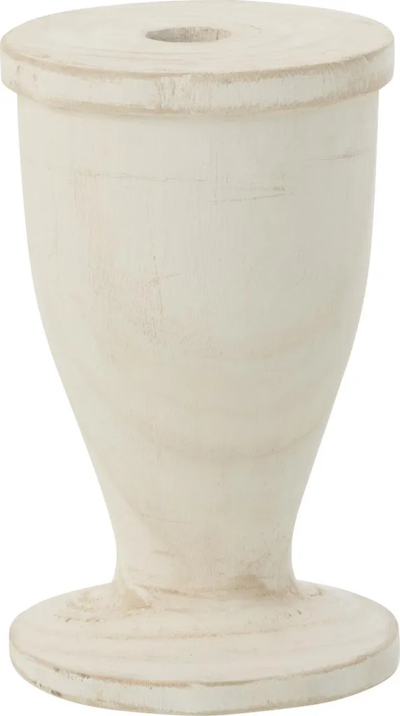 Bougeoir Décoratif en Bois Blanc J-Line Grand Format pour Salon Cosy