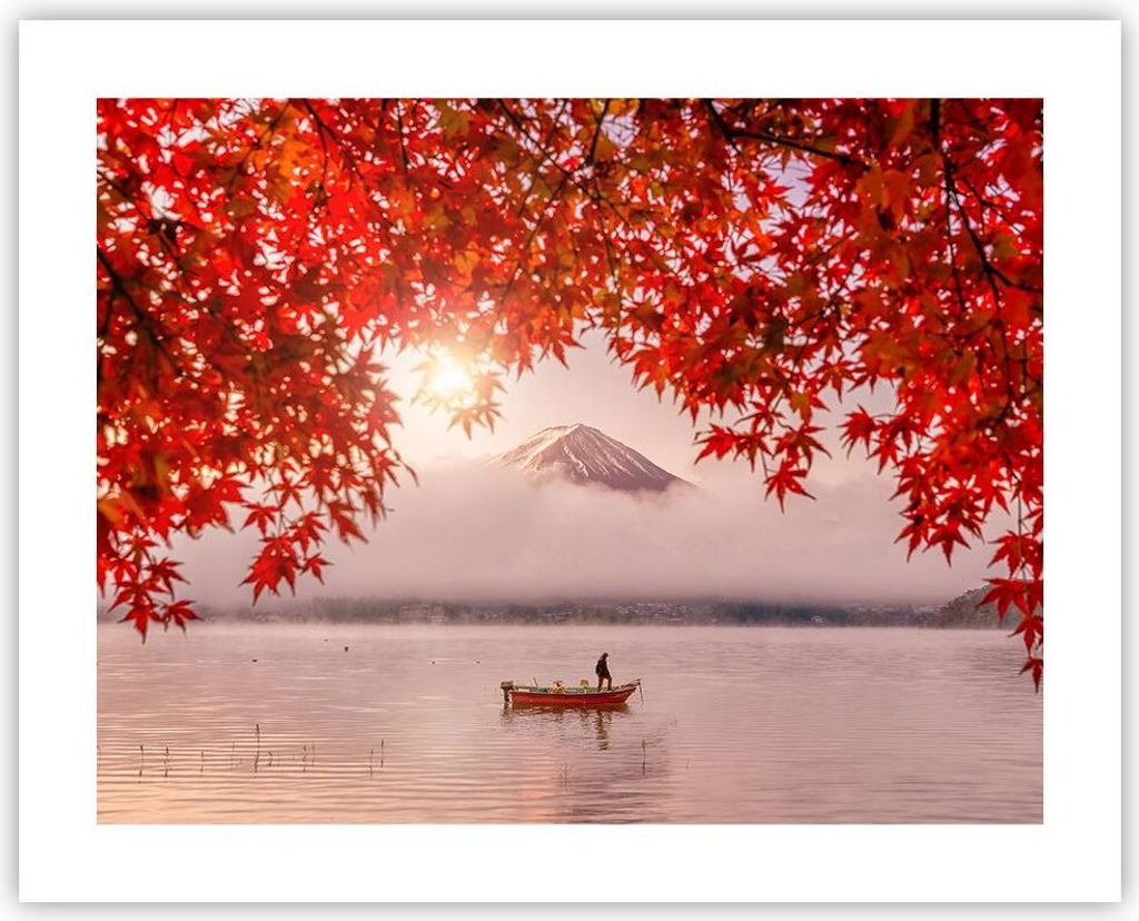 Poster - Poster ohne Rahmen - Vulkan See - 50x40 cm - Wand Bild - Wanddeko - Wandbilder - Kunstposter - Wandposter - Bilder - Kunstdruck - Wanddeko...