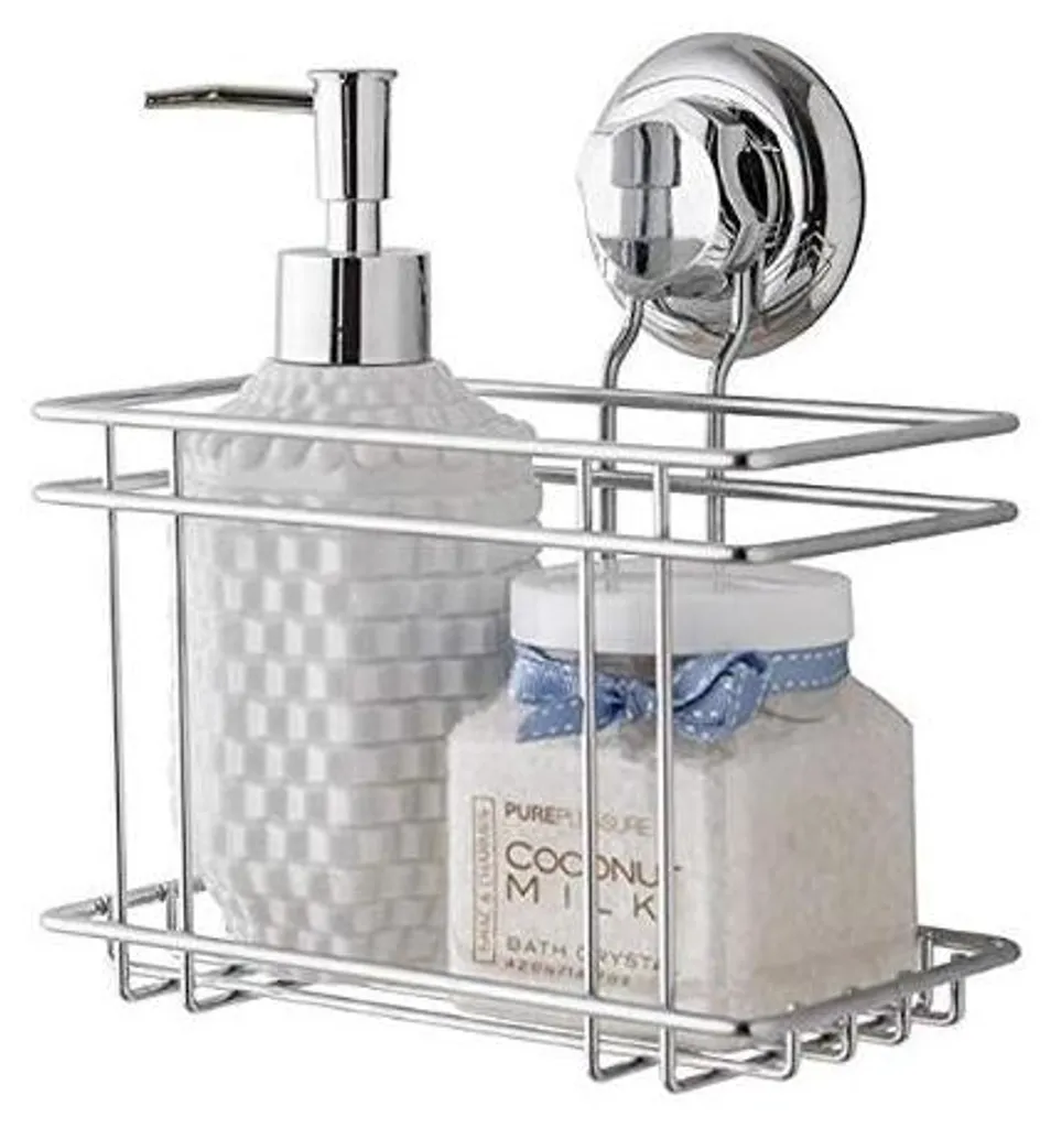 Rangement douche sans percer Étagère Bestlock chromée pour carrelage lisse
