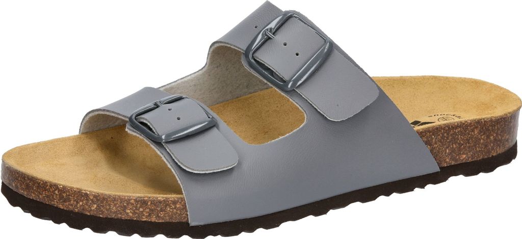 Pantoletten Bioline Man mit Schnallen, dämpfungsaktiver Laufsohle und Leder-Decksohle, Größe 43