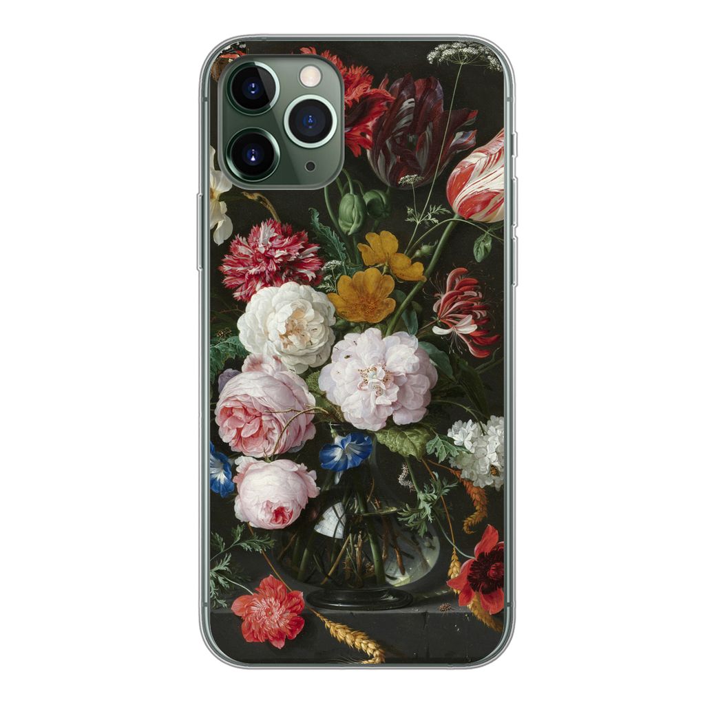 MuchoWow Handyhülle Schutzhülle Hülle für iPhone 11 Pro Stilleben mit Blumen in einer Glasvase - Gemälde von Jan Davidsz. de Heem Silikon So...