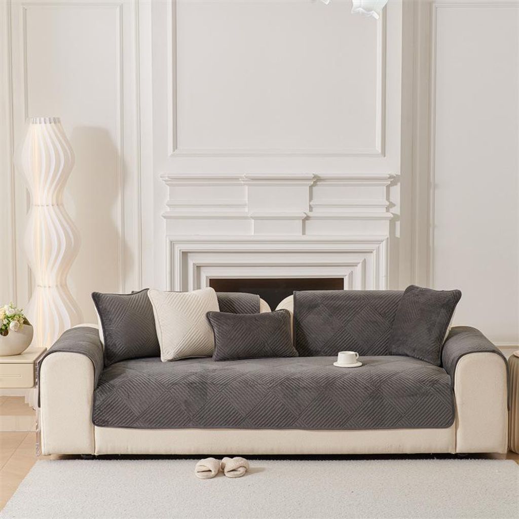 Rutschfeste verdickte Sofabezug,90x210cm Couchbezug,4 Sitzer,Dicke Sofa ,Antirutsch Sofahusse,Möbelschutz,dunkelgrau Sofa-Matte.