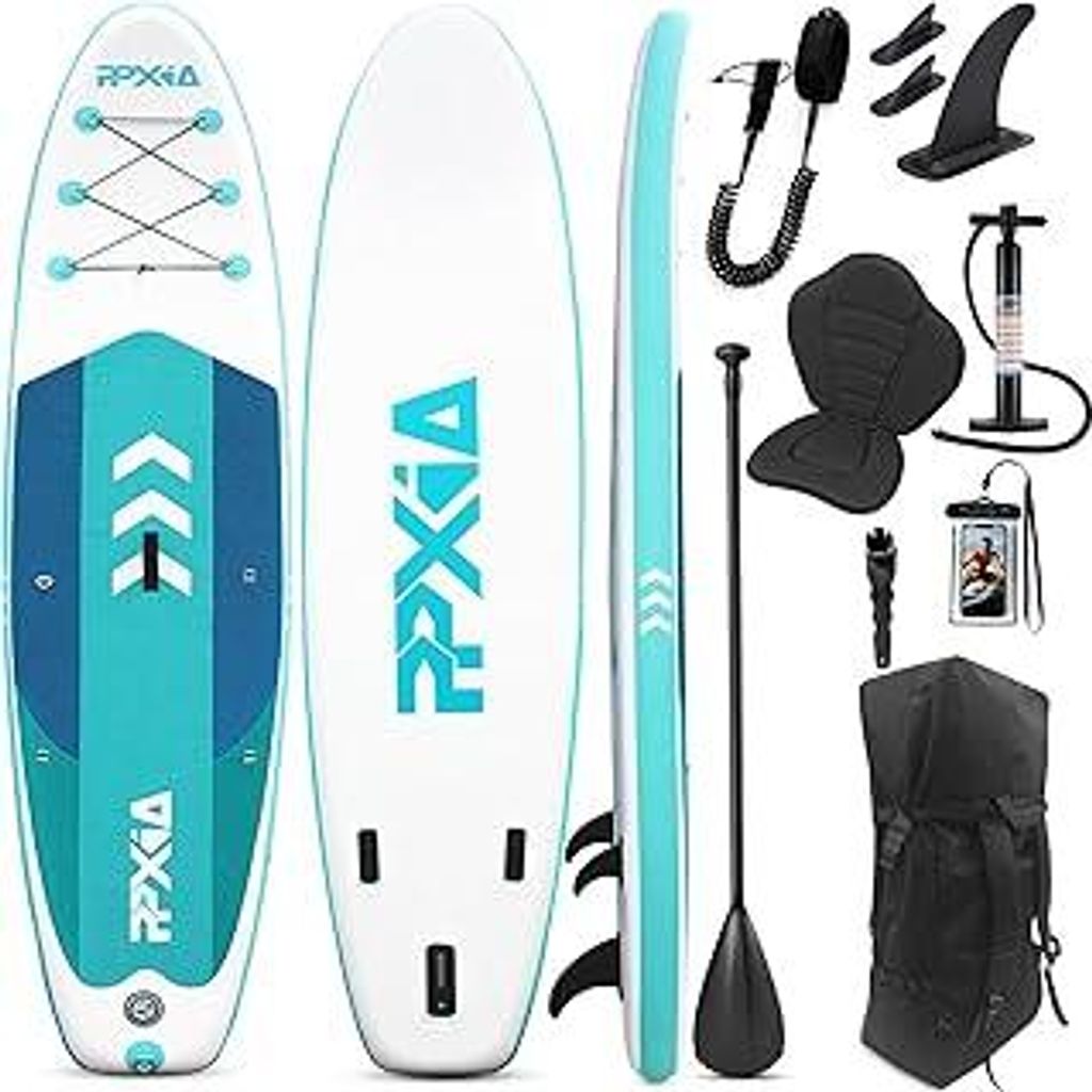 SUP Board, Aufblasbares Stand Up Paddling Board Set Breites Stabiles Design 320×84×15cm/335x84x15cm bis 200KG mit Komplettes Zubehör, Stand Up P...