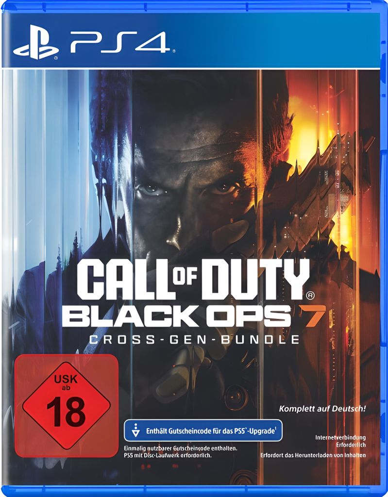 The image shows the front cover of a PlayStation 4 game case for Call of Duty: Black Ops 7.
