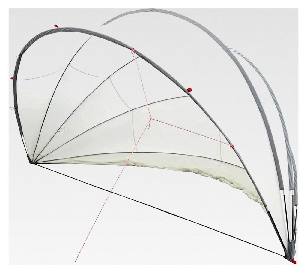 UV-beständiger Falt-Pool-Dom | Grau-Orange | 185T Polyester | Garten & Camping