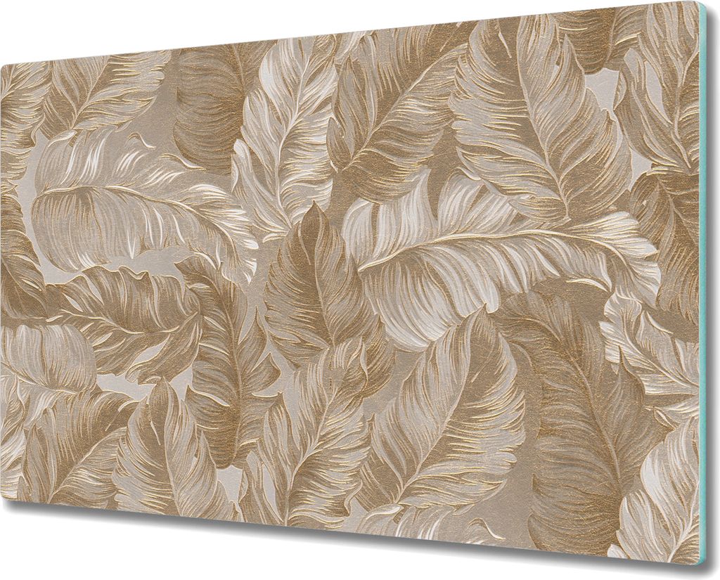 Glas-Herdabdeckplatte Glaskeramikkochfeld-Abdeckung Spritzschutz - 80x52 cm - Elegante Blätter