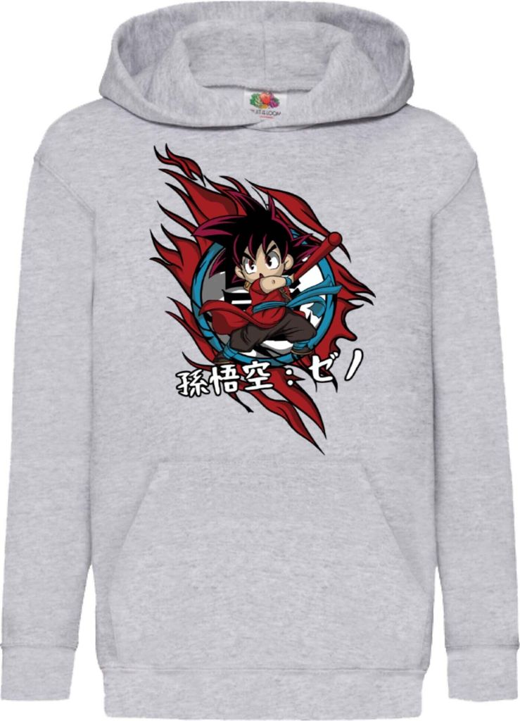 Kinder Kapuzenpullover Anime Manga Dragon Anime Manga Ball Z Goku Chibi Goku Chibi, 7-8 Jahr - 128 / Grau