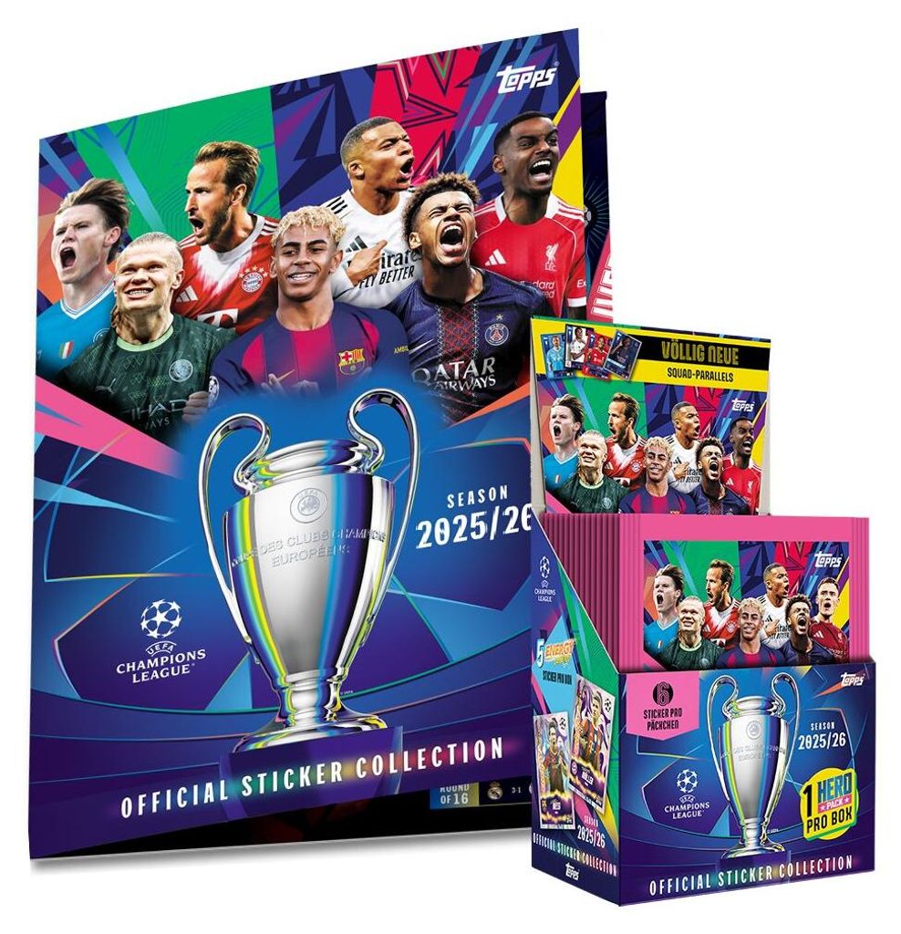 Topps - Champions League 2025/2026 - Sammelsticker - 1 Display (50 Tüten) + Starter