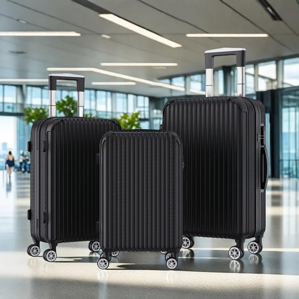 Set 3 Valigie Rigide ABS Nero 20/24/28 Pollici con Bilancia Inclusa