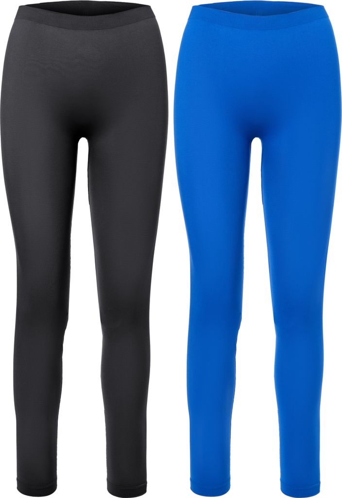 Ladeheid 2er Pack Damen Lange Unterhosen für Winter Sport Ski Outdoor LA40-261 (Schwarz/Blau, M)