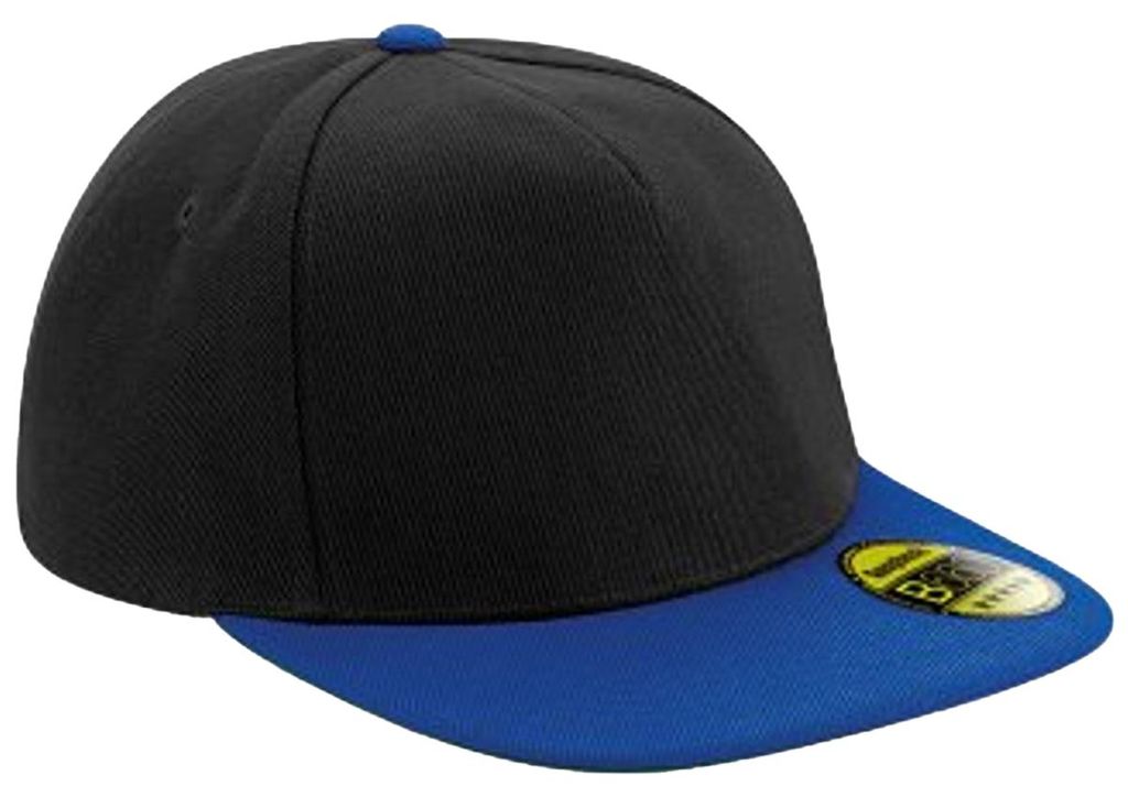 Beechfield - Snapback Mütze Flacher Schirm FK3088 (Einheitsgröße) (Schwarz/Helles Königsblau)