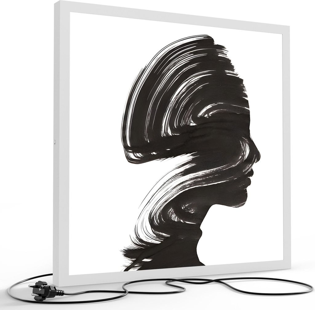 DEQORI LED-Bild & Lampe 60x60 cm Weiß 'Pinsel der Erinnerung' Leuchtbild LED Leuchte