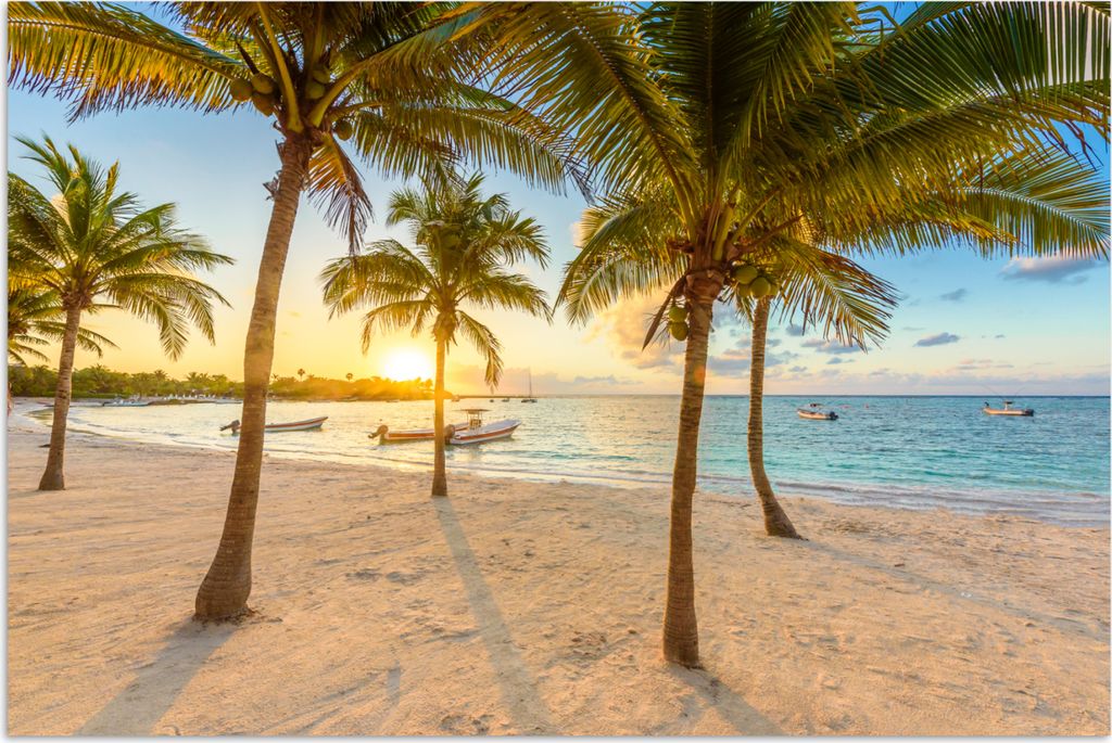 MuchoWow Poster Strand - Meer - Mexiko - Sonnenuntergang 120x80 cm - Bilder