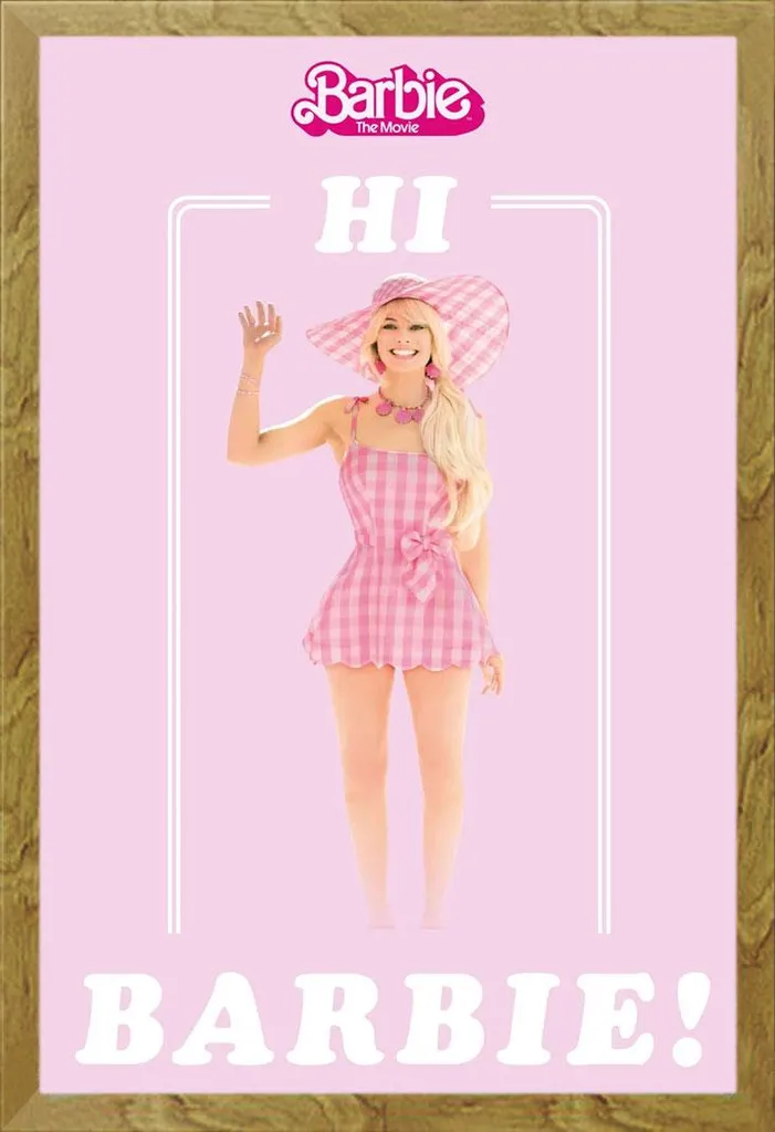 Barbie - Poster - Hi Barbie + cornice rimovibile, Shinsuke® Maxi MDF oak, vetro acrilico