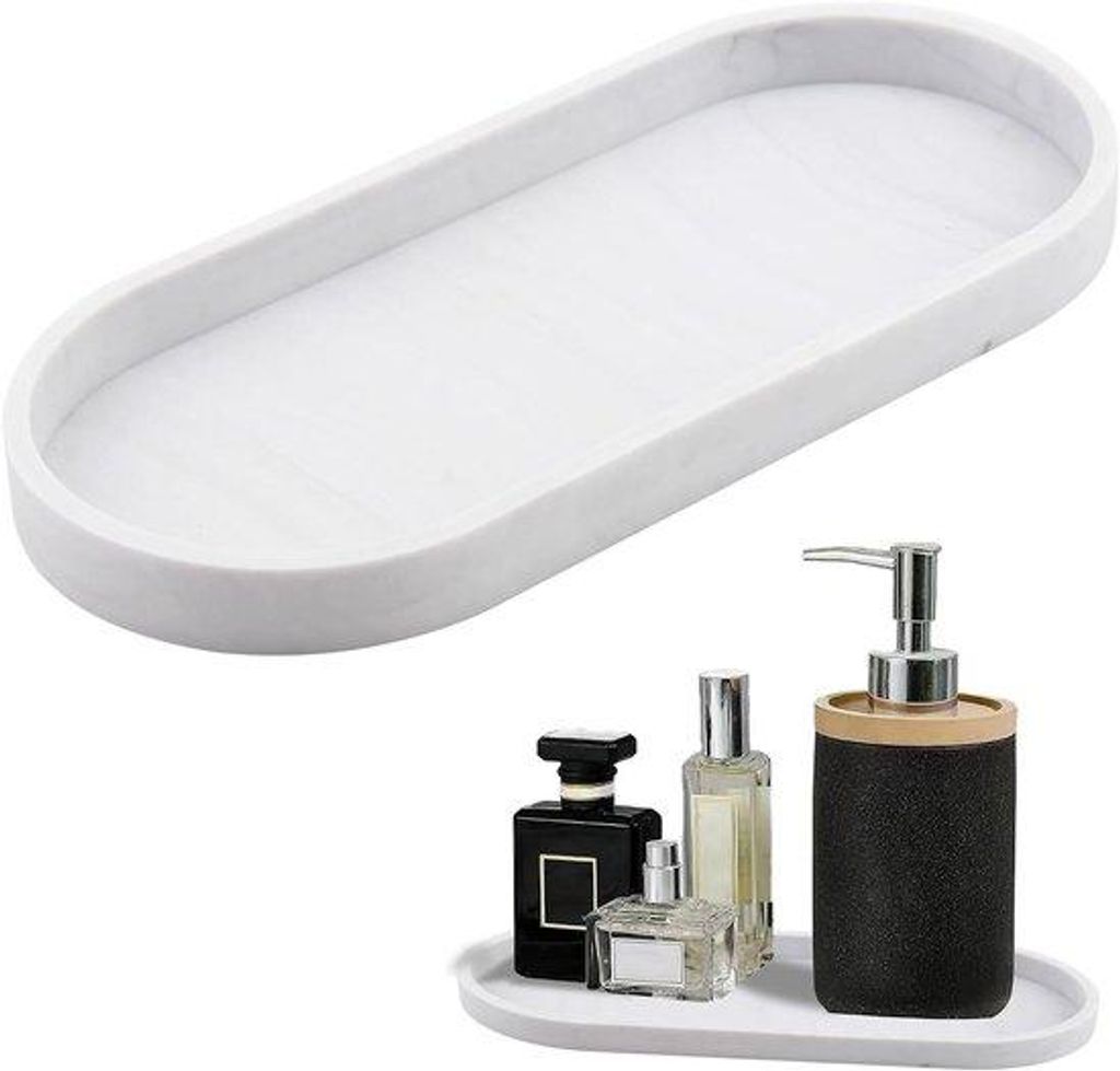 Elegante Oval-Kosmetik-Tasche in Weiß - Schmuck- und Schönheitspflege-Organizer für Schlafzimmer, Badezimmer und Esszimmer