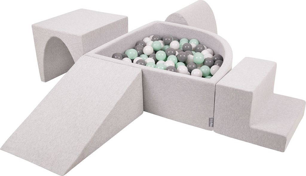 KiddyMoon Spielplatz Aus Schaumstoff Mit 200 Bälle 7cm Hindernisläufen Version 3 Viertel Eckig Bällebad Mit Bunten Bällen Für Babys Und Kinder