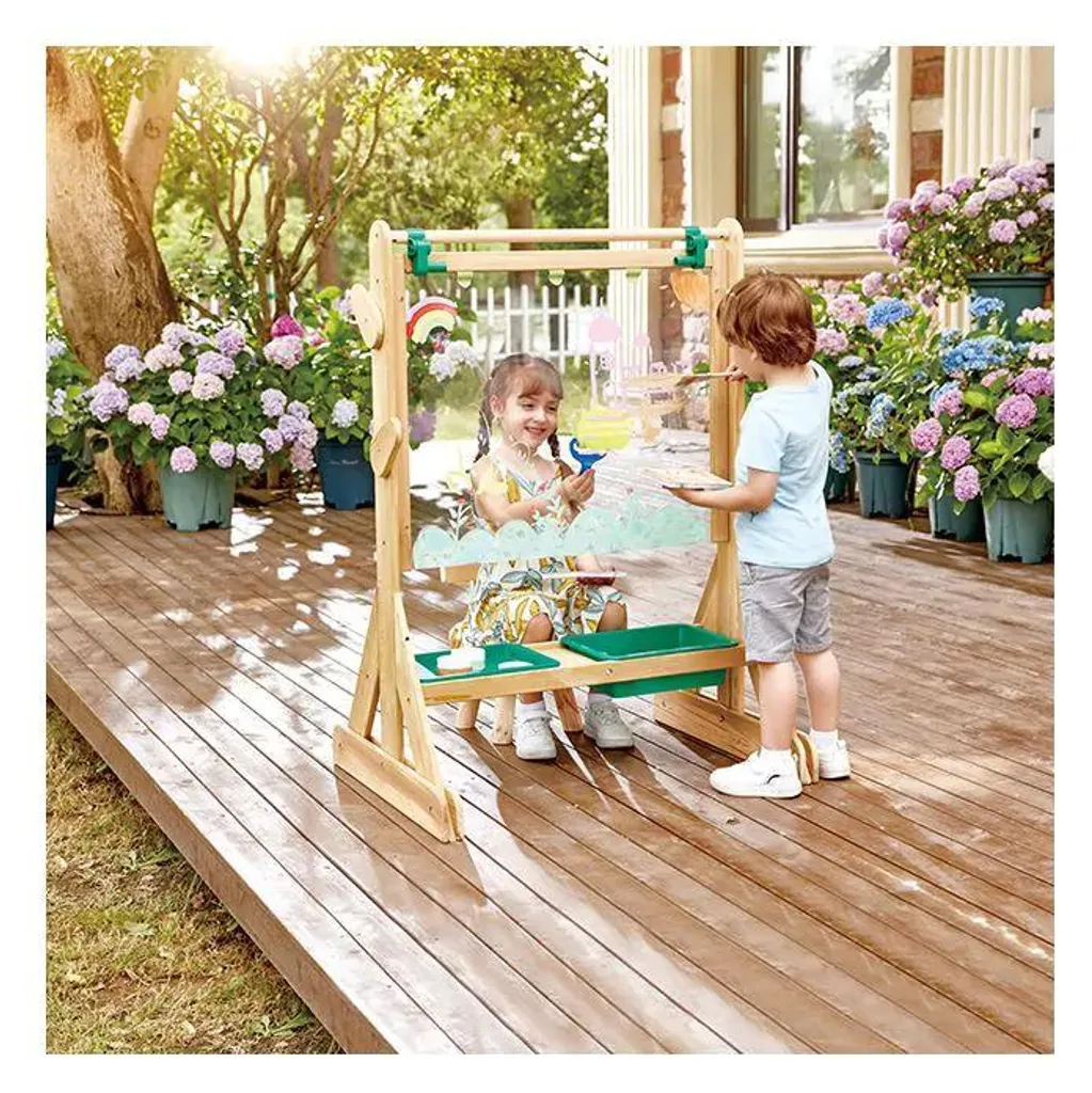 Grand tableau de peinture extérieur pour enfant Hape en bois naturel