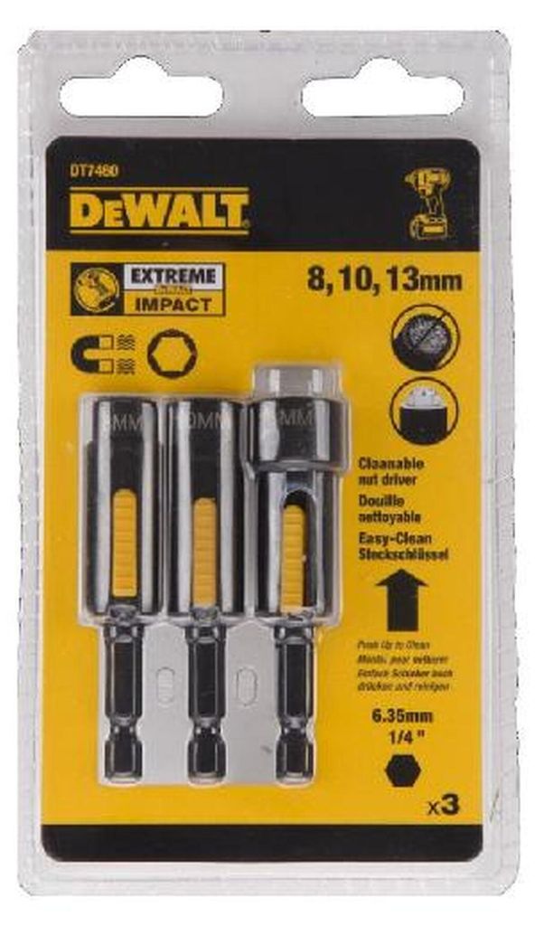 Magnetische Stecknuss DEWALT Extreme Impact 8, 10, 13 mm 3-teilig DT7460-QZ