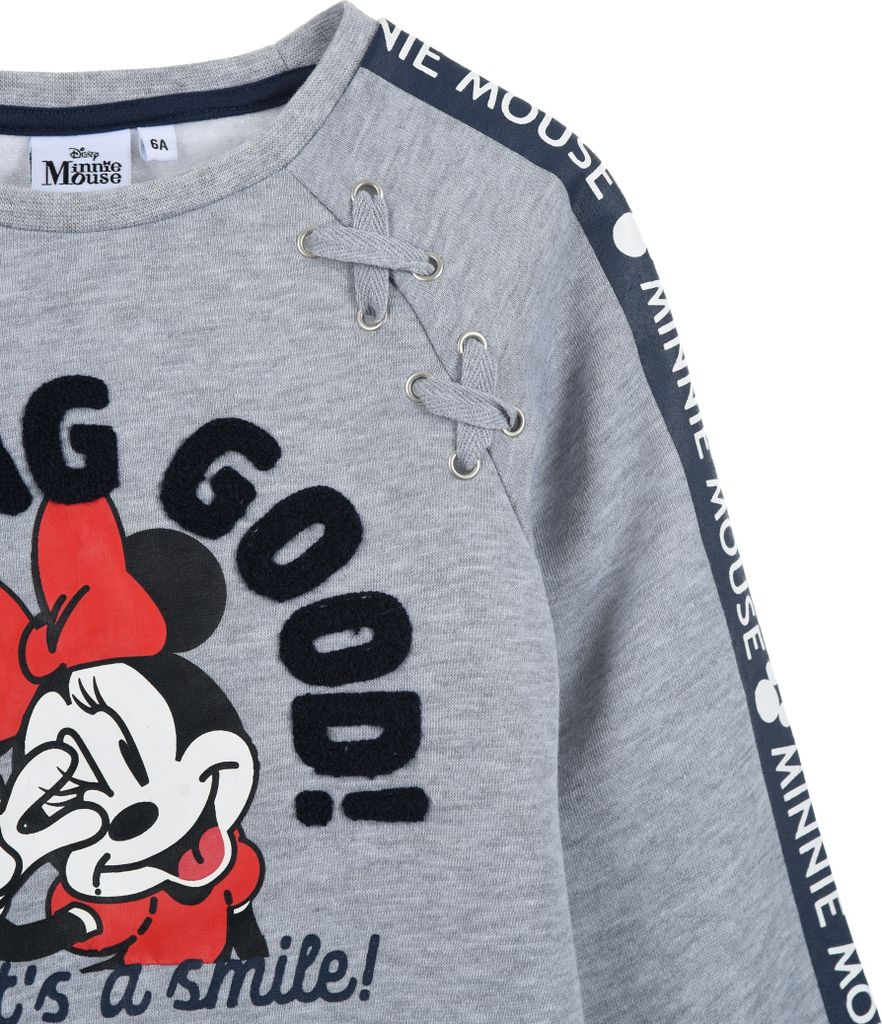 Minnie Mouse Sweatkleid Kinder langarm Kleid Dress leicht gefüttert , Farbe:Grau, Größe:98