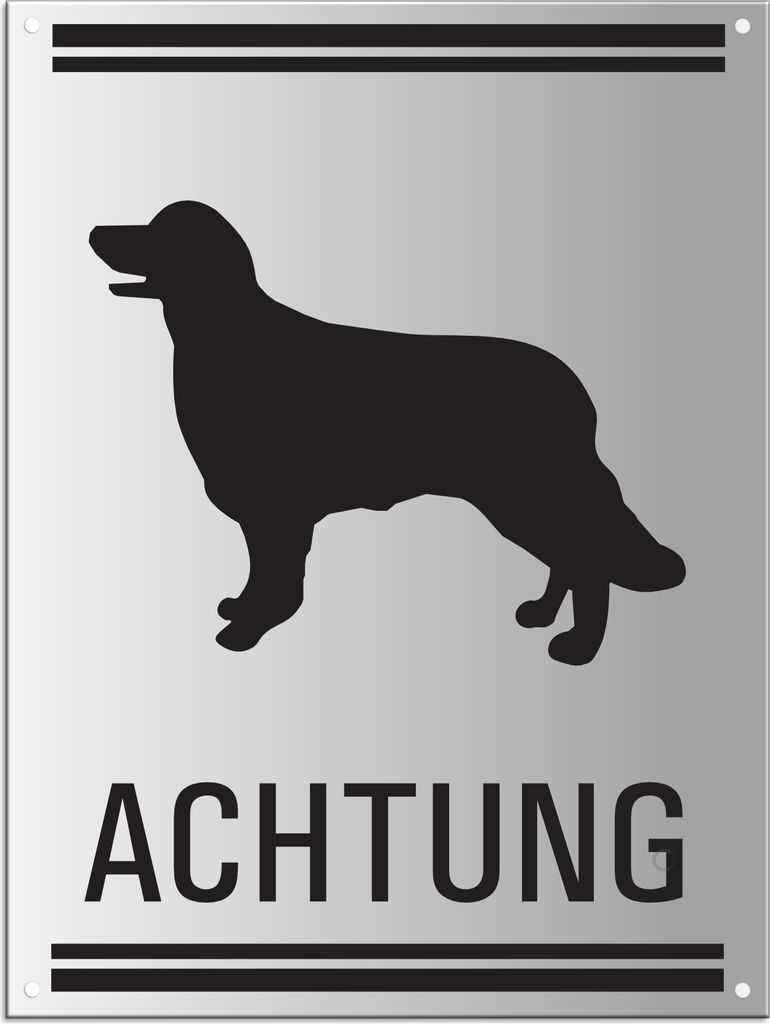 Warnschild - Achtung Hund Retriever | 200 x 150 mm gelocht Produktbild 