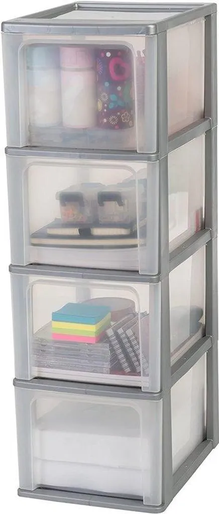 Organiseur de bureau 4 tiroirs A4 gris - Idéal pour trier vos dossiers