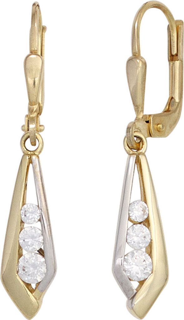 Ohrringe Ohrhänger Boutons 333 Gold Gelbgold Zirkonia Ohrschmuck Damen