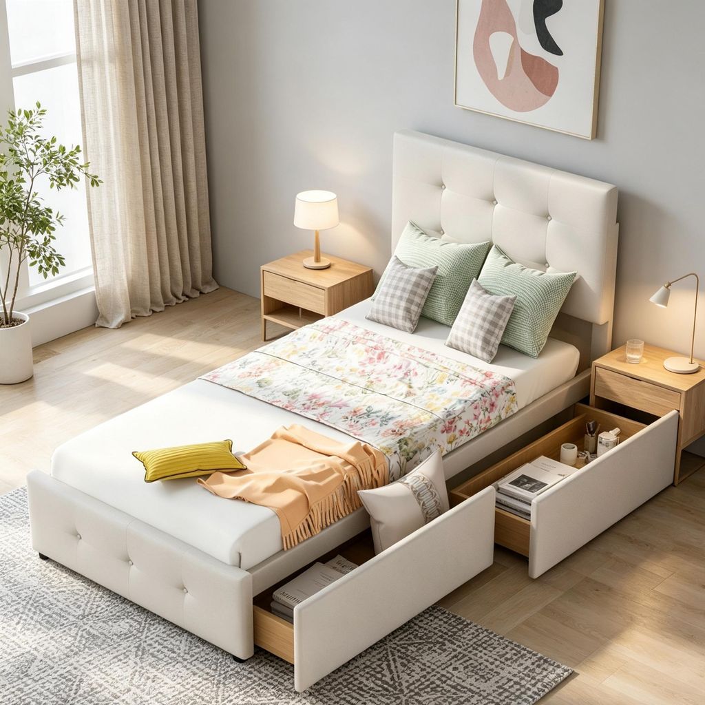 Postel INONEFT, 90x200 cm, jednolůžko s rošt, dětská Obrázek produktu 