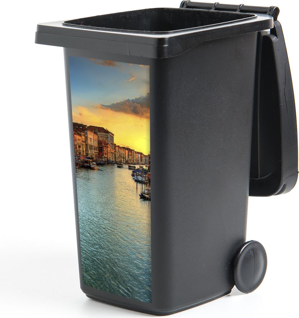 MuchoWow Mülltonnenaufkleber Venedig am Abend 38x80 cm - Behälteraufkleber - Mülleimer-Aufkleber - Container-Aufkleber