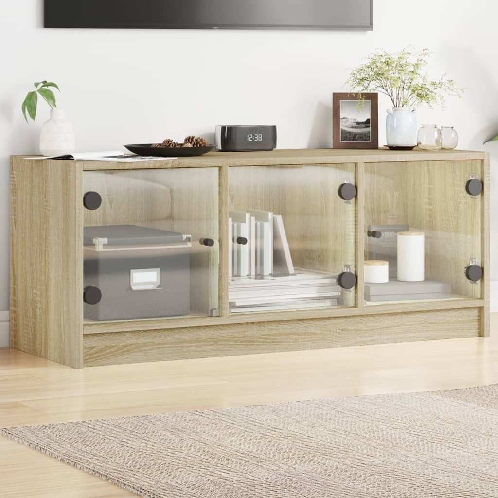 Maison Exclusive - TV-Schrank mit Glastüren Sonoma-Eiche 102x37x42 cm