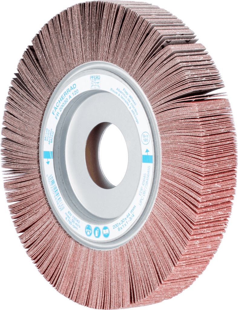 PFERD TOOLS Lamellenschleifrad FR Ø 200x30mm Bohrung Ø 44,0mm A120 für universelle Anwendung
