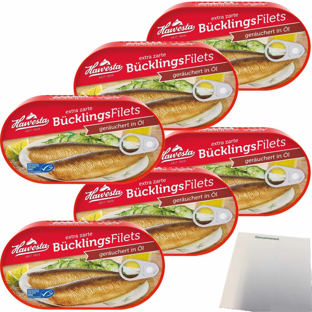 Hawesta Bücklingsfilets geräuchert in Öl MSC 6er Pack Produktbild 
