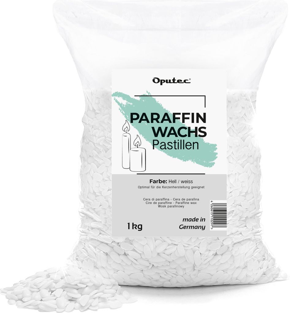 Oputec 1 KG Paraffinwachs Pastillen für Kerzen: Weißes Kerzenwachs - Kerzen selber Machen - Kerzenwachs zum Gießen - Eigene Kerzen herstellen un...
