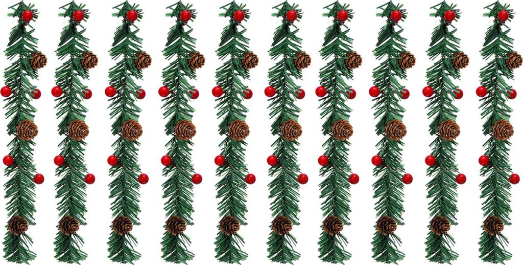10/20 Stück Weihnachtsgirlandenbänder mit roten Beeren und Tannenzapfen, künstliche Weihnachtsgirlande, dekorative Tannenzweigbänder für die W...
