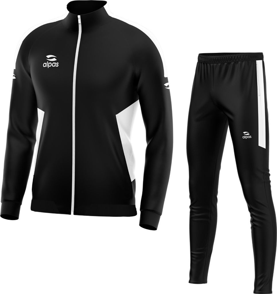alpas Trainingsanzug Calcio Schwarz/weiß Gr. S Sportanzug Jogginganzug Freizeitanzug