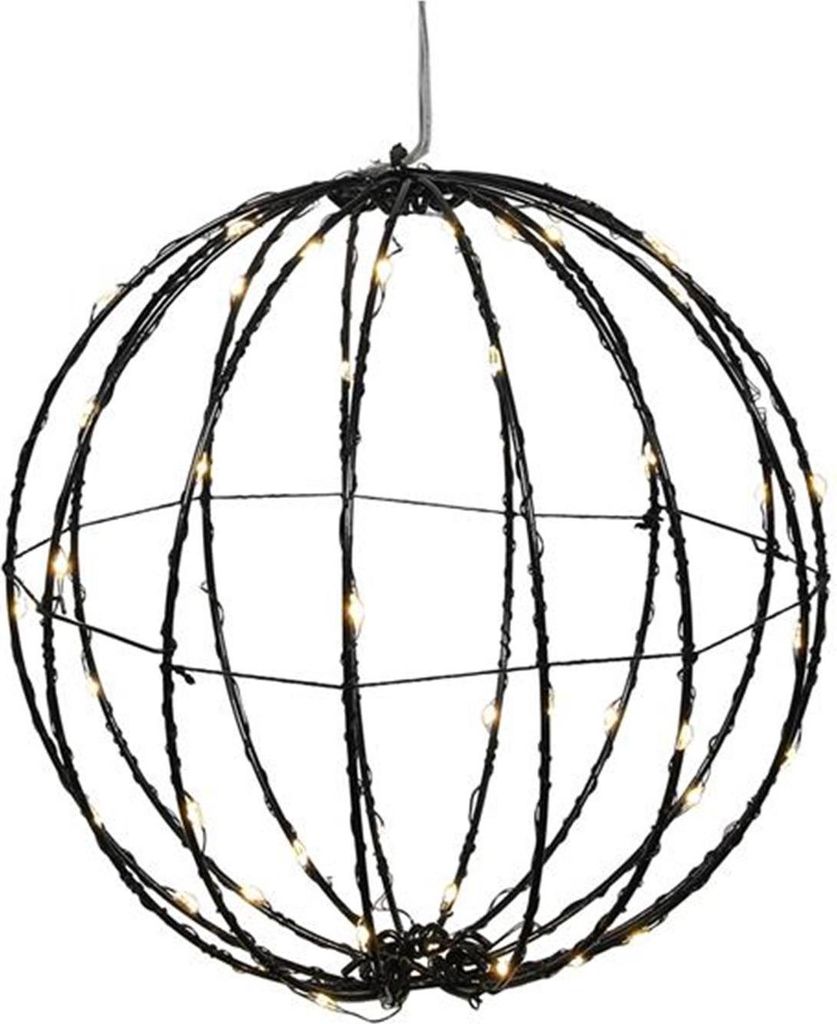 Bol zwart 20 cm 50LED timer ip44 b/o 3xAA HIT Productafbeelding 