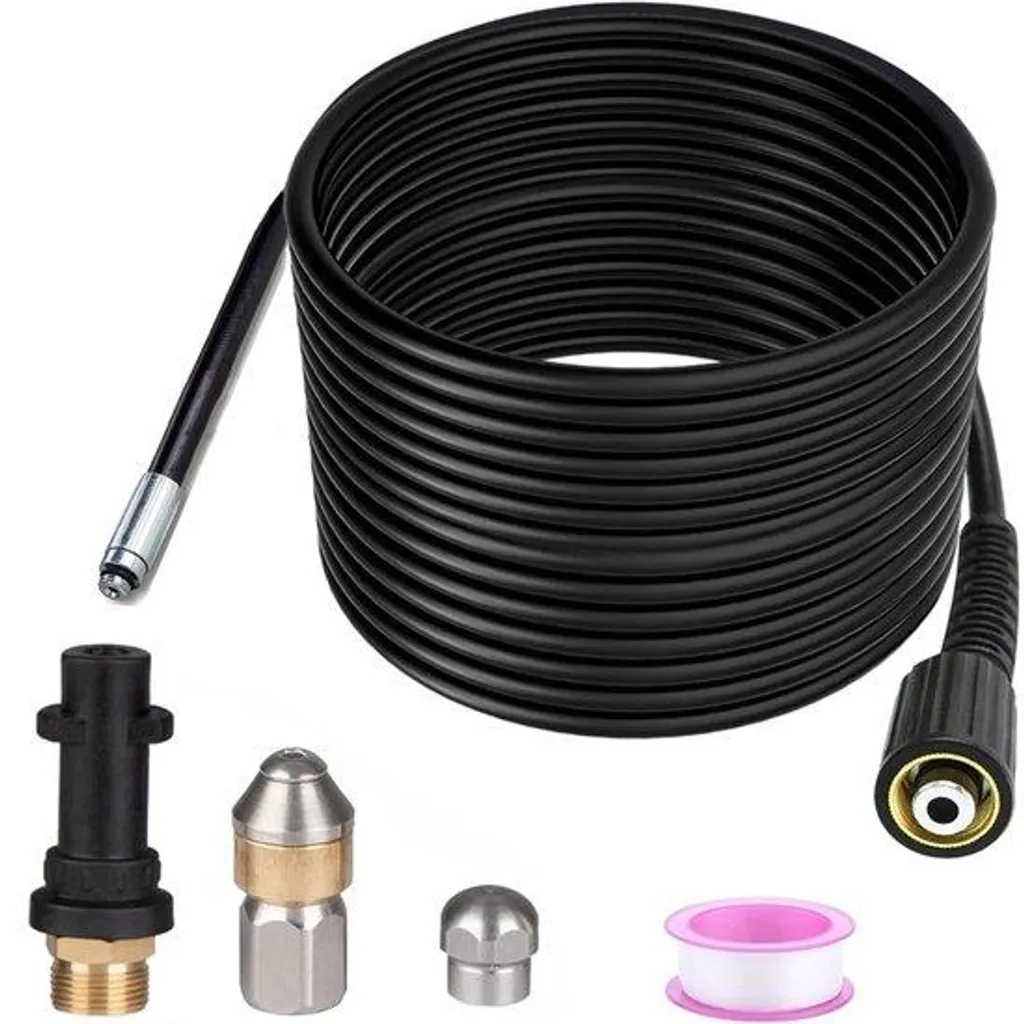 Kit de débouchage de tuyaux 15 mètres et 180 bars pour nettoyeur HP