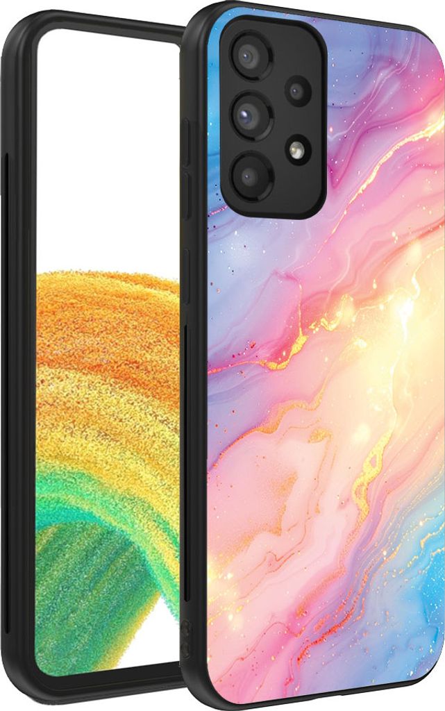 Smartphonica Handyhülle geeignet für Samsung Galaxy A33 5G mit Regenbogen Glitter Marmor Print - TPU Backcover Case Regenbogen Glitter Marmor Design