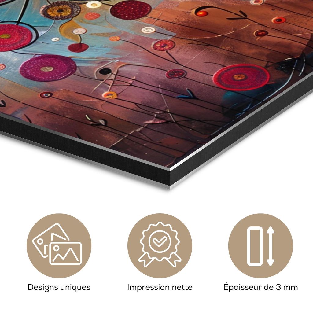 MuchoWow Wanddekoration Metall Metallbild Wandkunst 80x60 cm Baum - Lila - Abstrakt - Kunst MuchoWow Aluminium Gemälde - Alubild