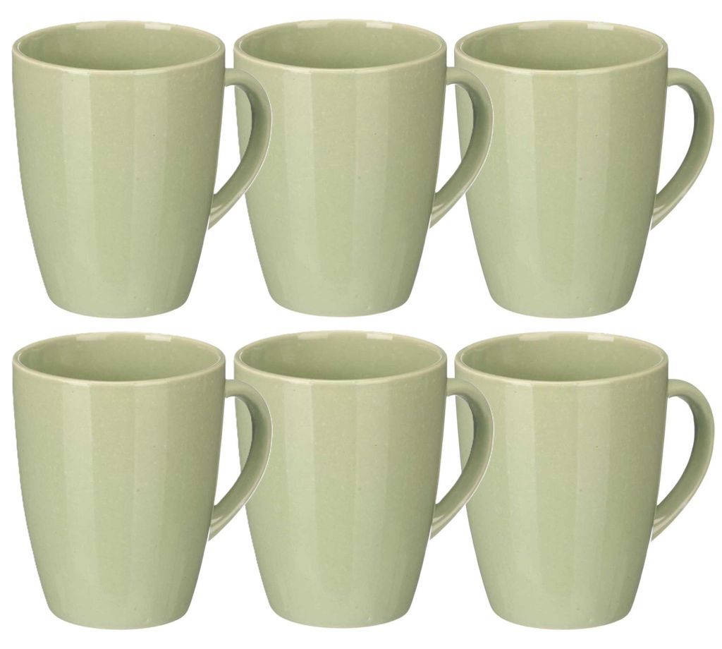 Vessia Design Kaffeebecher - 6x - mintgrun - Keramik - 330 ml