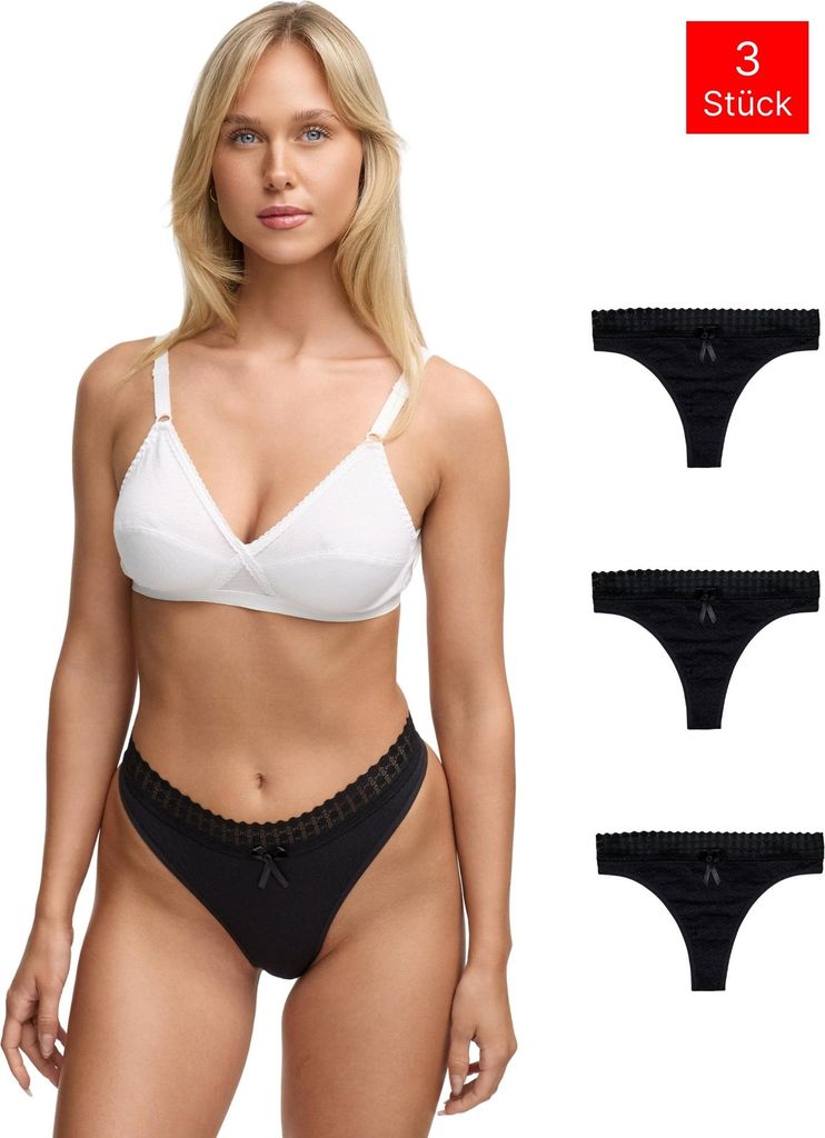 Tazzio Damen String 3er-Pack F927 (Schwarz, L) Produktbild 