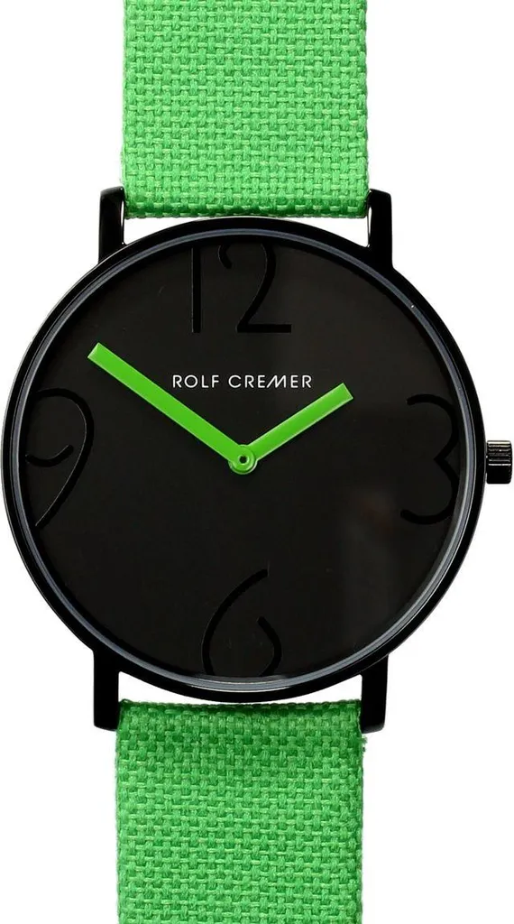Montre extra-plate Rolf Cremer Flat 44 Vert ZB Noir en acier et cuir