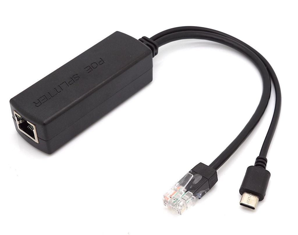 PoE Splitter RJ45 48V > USB Type C Stecker 5V / 2,5A