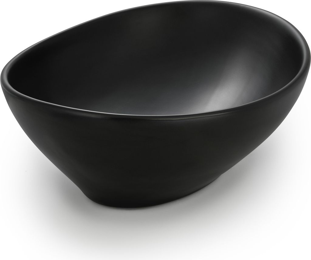 Park Waschbecken in Schwarz Matt aus feinster Keramik als Aufsatzwaschbecken ohne Hahnloch 400 x 340 x 145 mm