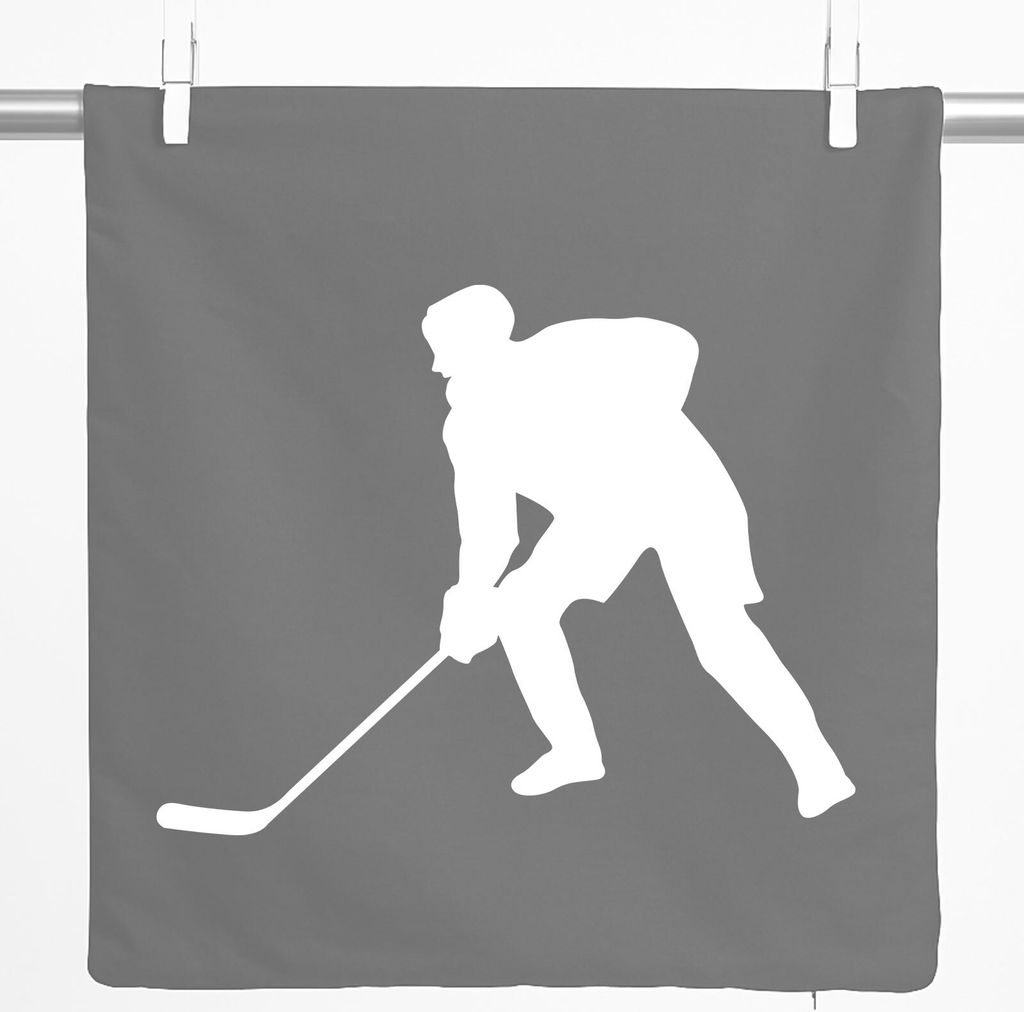 Huuraa Kissenbezug Eishockey Silhouette 40x40cm Steel Grey Baumwolle Dekokissenbezug Geschenkidee