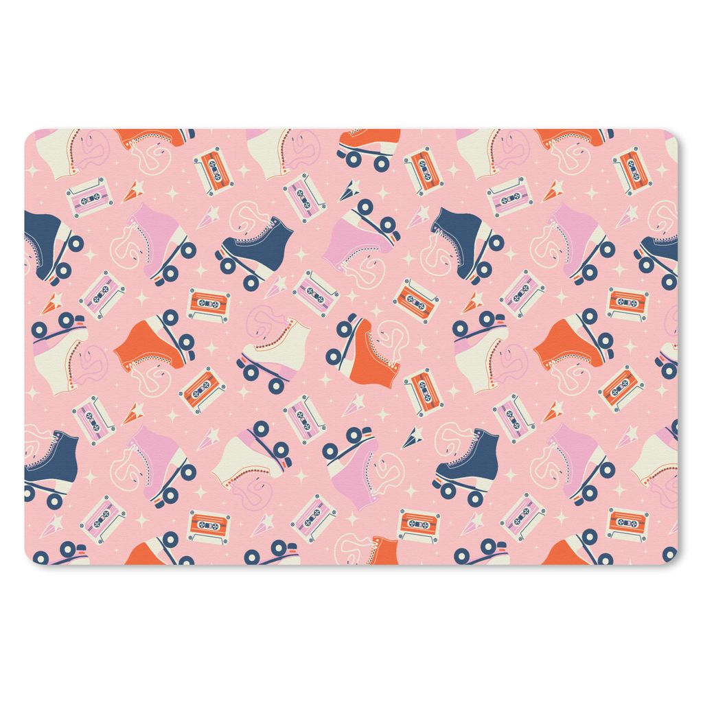 MuchoWow Mauspad Mousepad Retro - Kegeln - Kassette 27x18 cm - Mousepads - Maus Mat - Pad - Mausunterlage - Büroartikel - Desk Matten