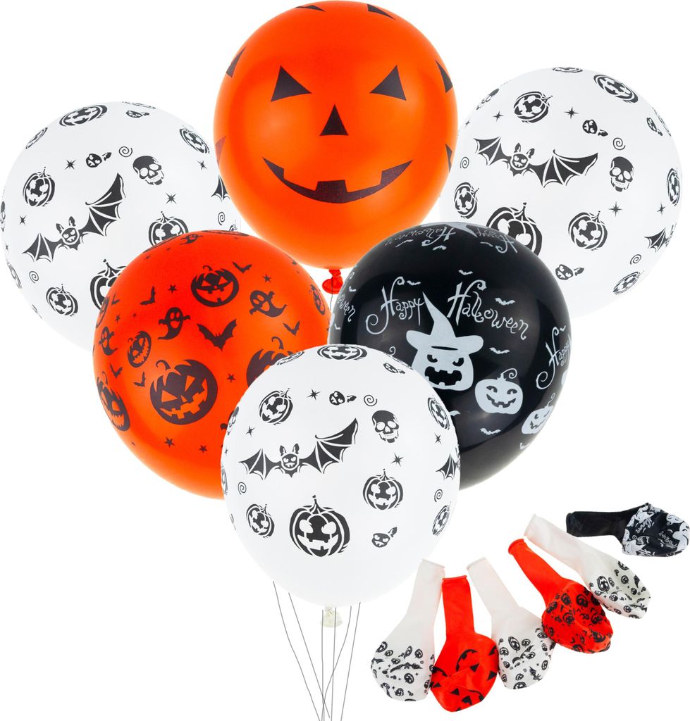 Latexballons, Gemischte Farben, Gemischte Motive, Mit Halloween-Motiv, Mit Kürbissen, 6Er-Set.