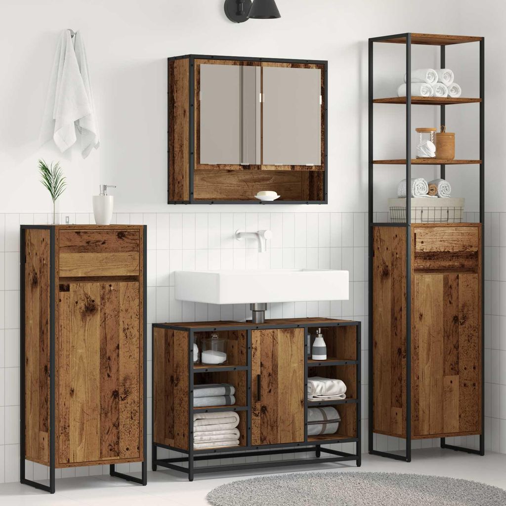 Maison Exclusive - Badezimmerschrank Altholz 40 x 30 x 180 cm Holzwerkstoff