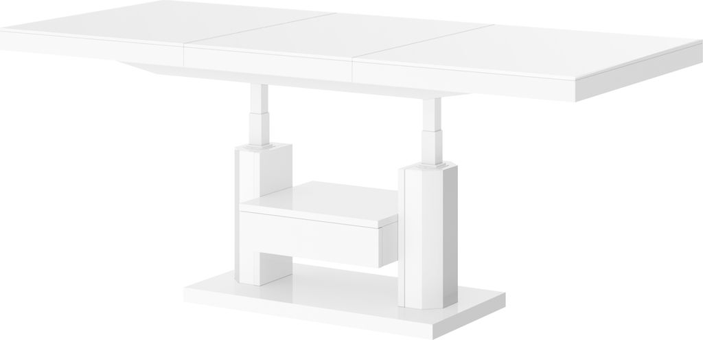 Design Couchtisch Tisch mit Schublade HM-120 Hochglanz stufenlos höhenverstellbar ausziehbar Esstisch