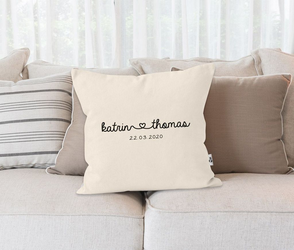 Kissen-Bezug personalisiert Geschenk Partner Namen und Datum anpassbar Hochzeitstag Hochzeitsgeschenk Liebe Liebesgeschenk Dekokissen SpecialMe n...