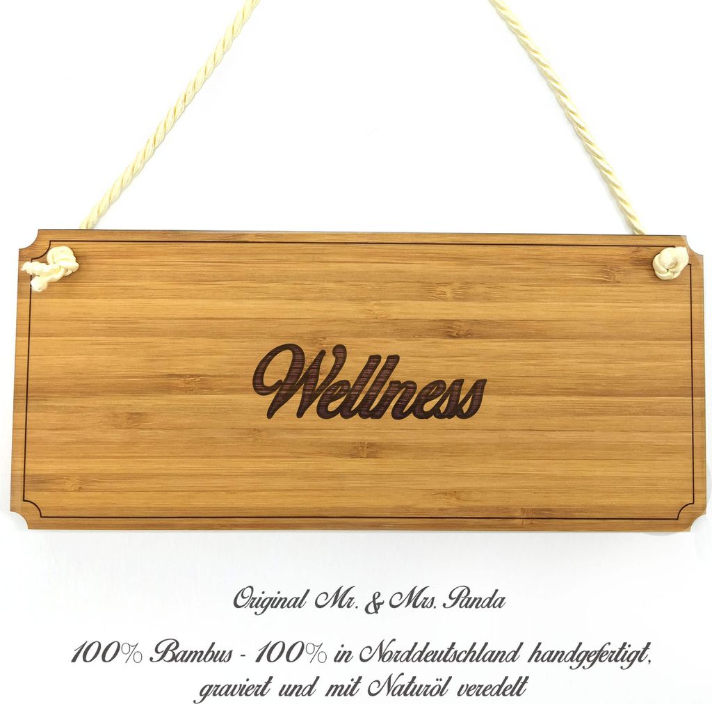 Mr. & Mrs. Panda Schild Wellness - Geschenk, Geschenkidee, Infotafel, Shabby, Holz Türschild, Landhaus, Holzschild, Graviert, Wegweiser
